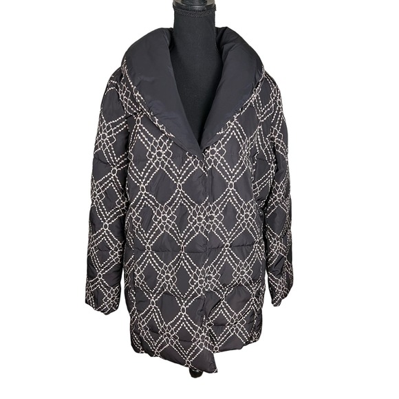 Dennis Basso Reversible Print to Solid Water Resistant Jacket NWOT BLK/ST SIZE L - Picture 2 of 7